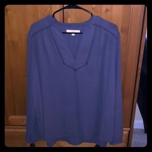 LOFT grey flowy top. Lightweight with v-neck.
